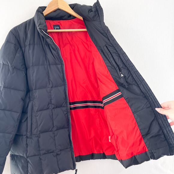 GAP Black Down Feather Puffer Jacket Large Women's Quilted Puffer Jacket Down - Picture 6 of 9